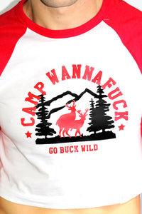 Camp Wannafuck Raglan Crop Tee-Red