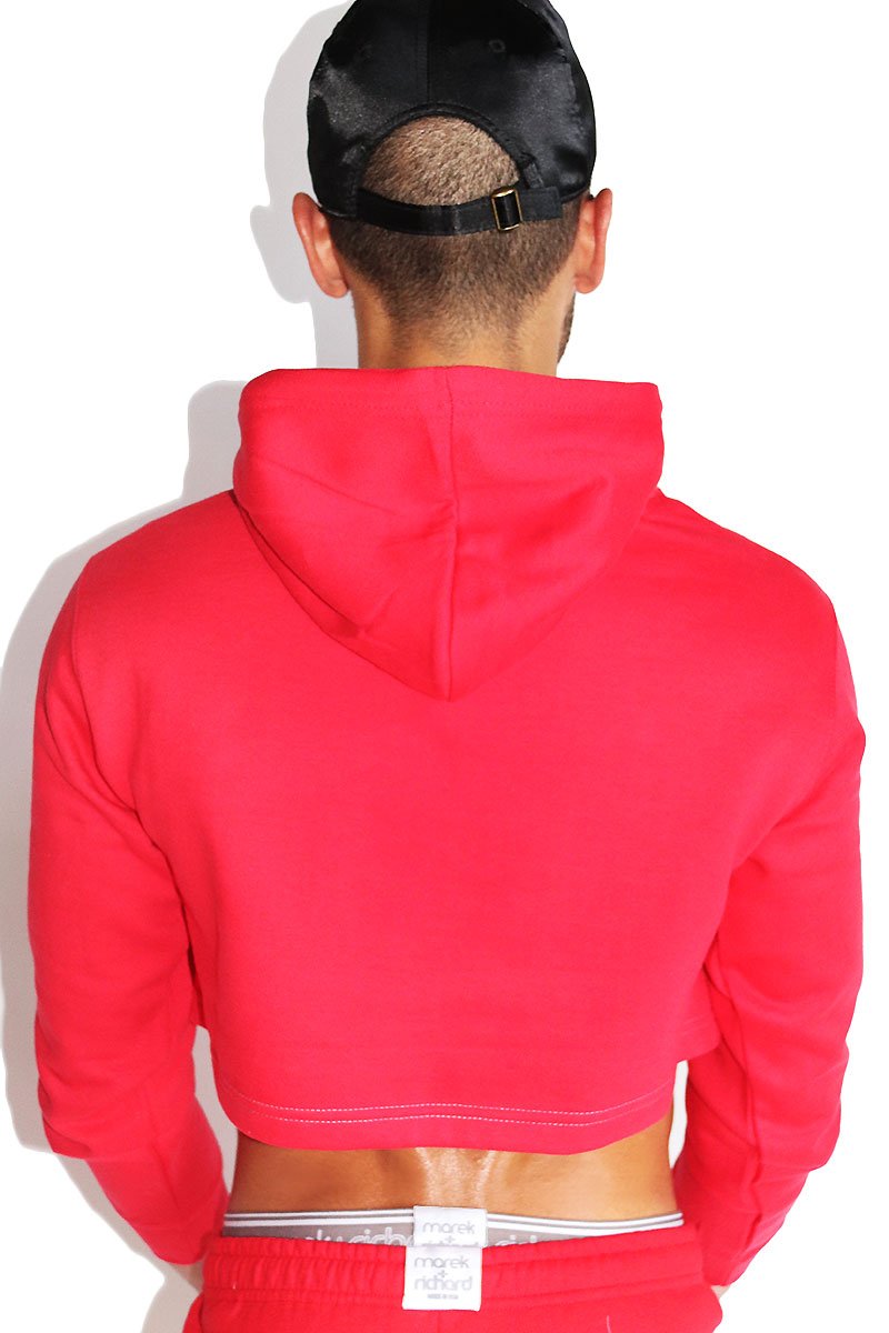 XXX Candy Cane Long Sleeve Crop Hoodie- Red