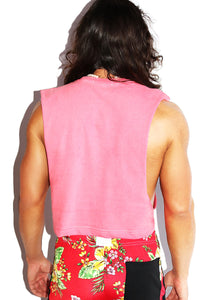Casual Faggotry Vintage On Crop Low Armhole Tank- Red