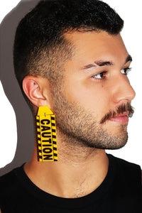 Caution Acrylic Single Earring- Yellow