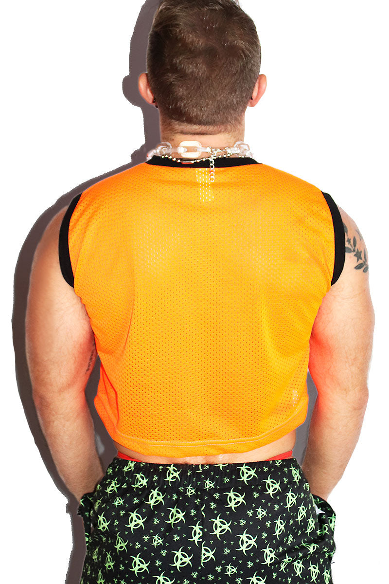 Danger Zone Mesh Crop Tank- Orange