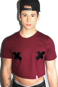 Censored Crop Tee- Burgundy