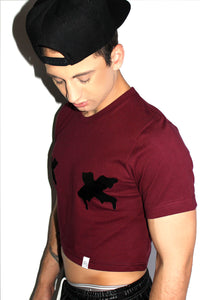 Censored Crop Tee- Burgundy