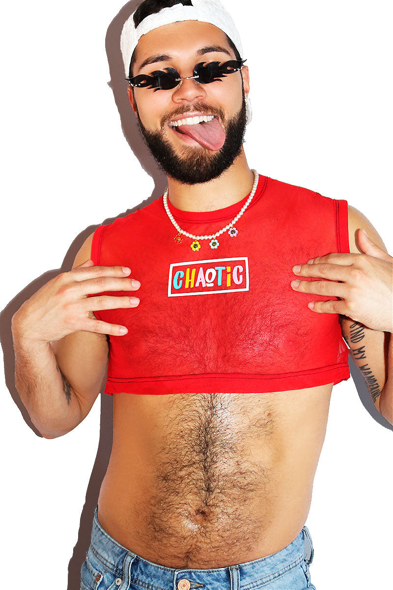 Chaotic Mesh Extreme Crop Tank- Red – Marek+Richard
