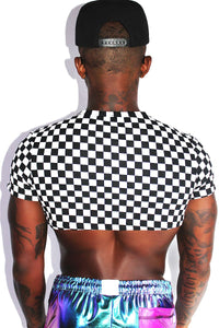 Crazy Eyes Checkerboard Extreme Crop Tee-Black