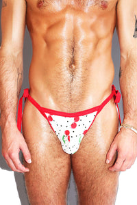 Cherry Bomb Tied Up String Thong-White