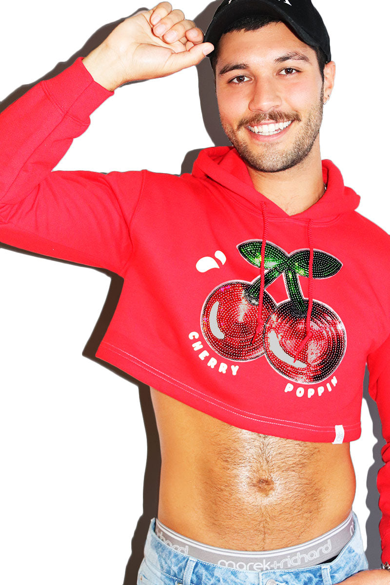 Cherry Poppin Long Sleeve Crop Hoodie-Red – Marek+Richard