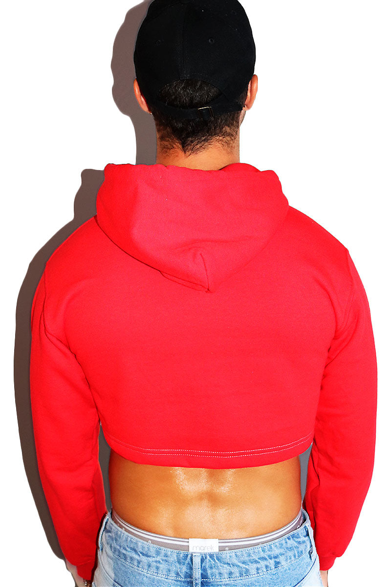 Cherry Poppin Long Sleeve Crop Hoodie-Red