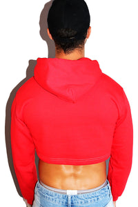 Cherry Poppin Long Sleeve Crop Hoodie-Red