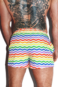 Rainbow Chevron All Over Print Active Shorts- White