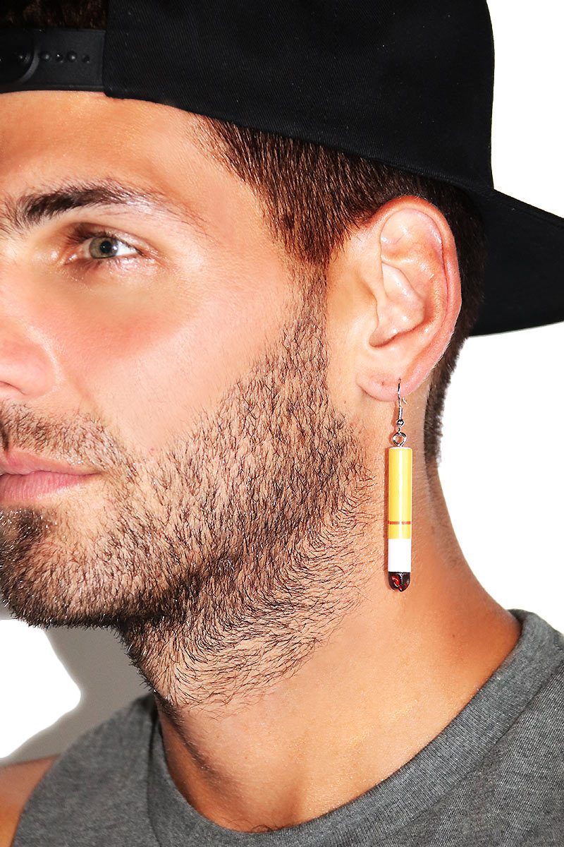 Cigarette Butt Single Earring-Tan