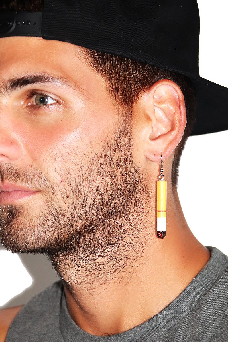 Cigarette Butt Single Earring-Tan