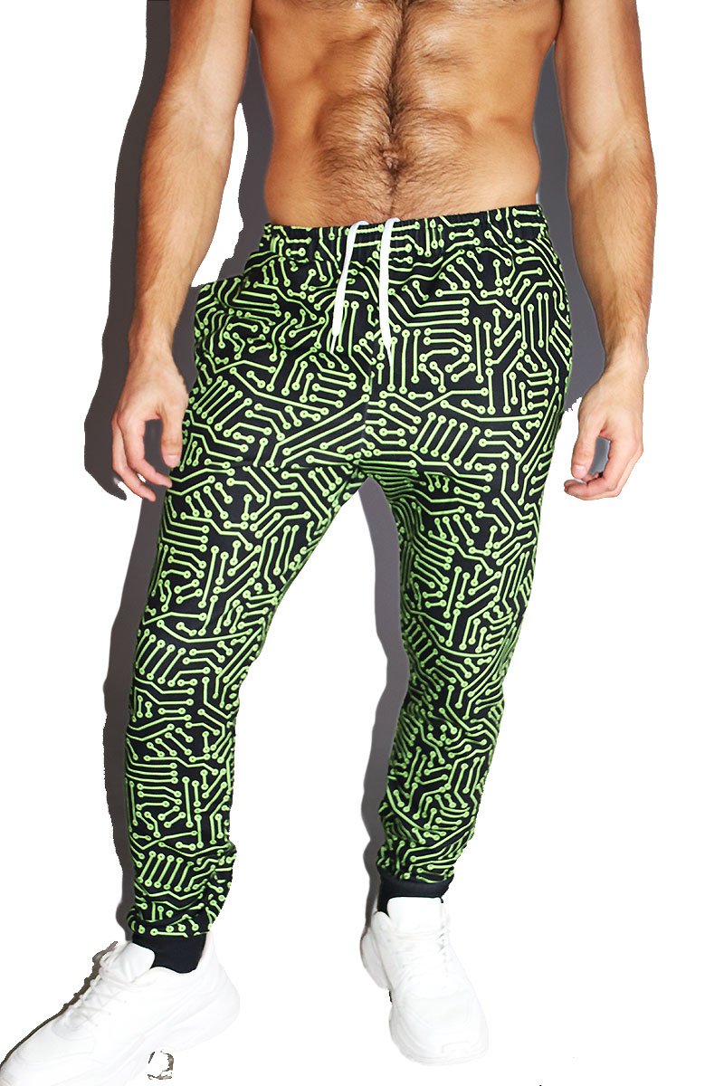 Circuit Board All Over Print Sweatpants- Green