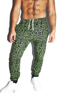 Circuit Board All Over Print Sweatpants- Green