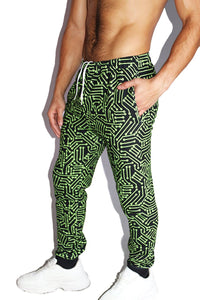 Circuit Board All Over Print Sweatpants- Green