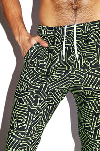 Circuit Board All Over Print Sweatpants- Green