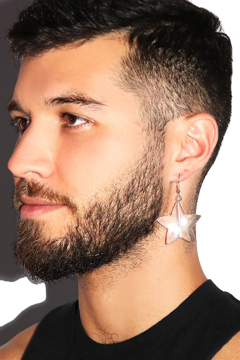 Star Power Acrylic Single Earring- Clear