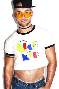 Club Kid Ringer Crop Tee- Cream