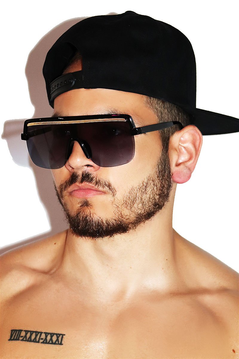 Gold Rope Flat Top Sunglasses- Black