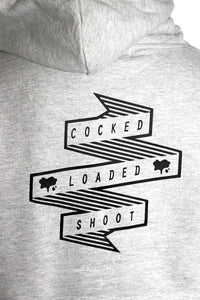 Cocked and Loaded Crop Long Sleeve Hoodie-Grey