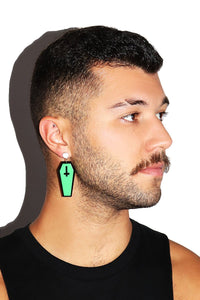 Neon Coffin Single Earring- Green
