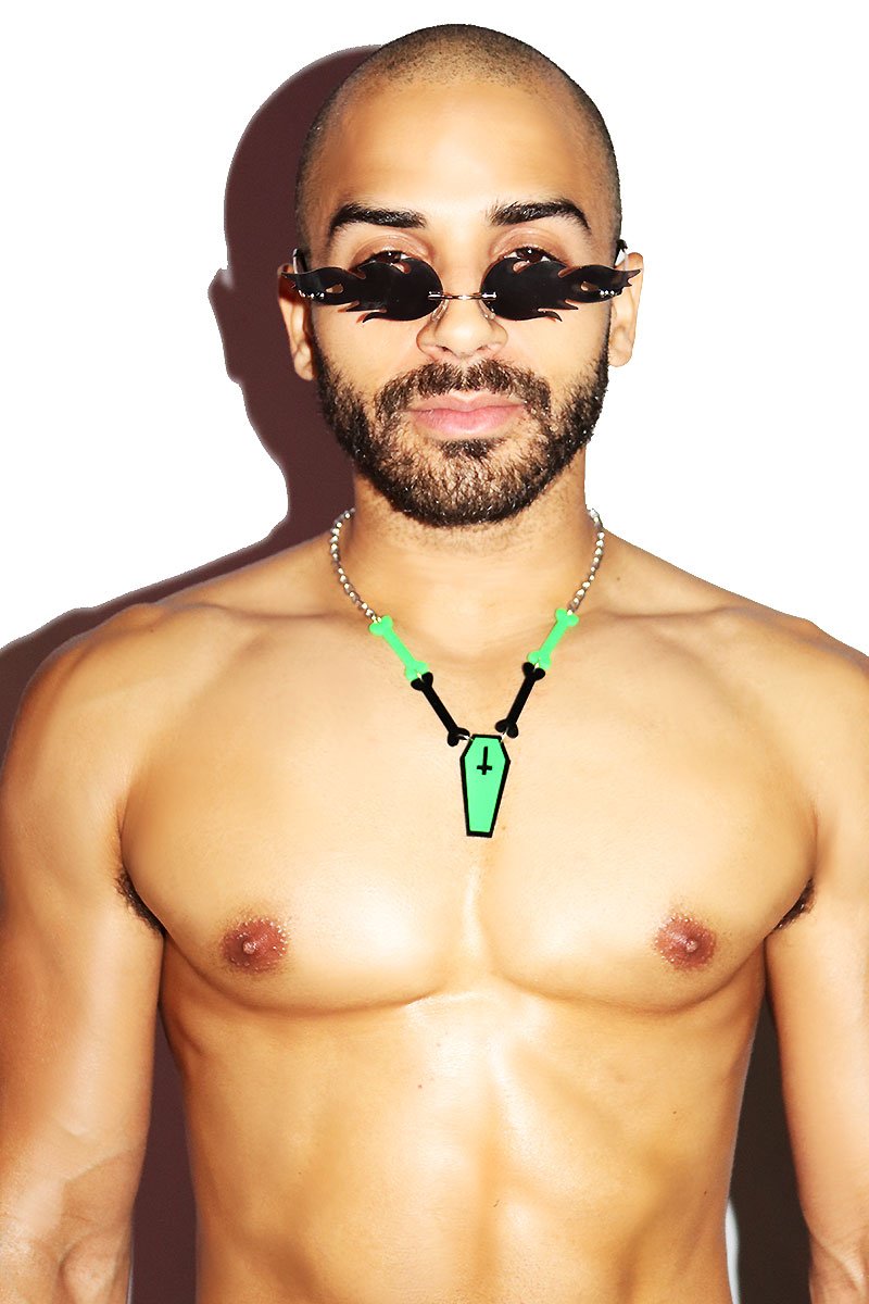 Neon Coffin Chain Necklace- Green