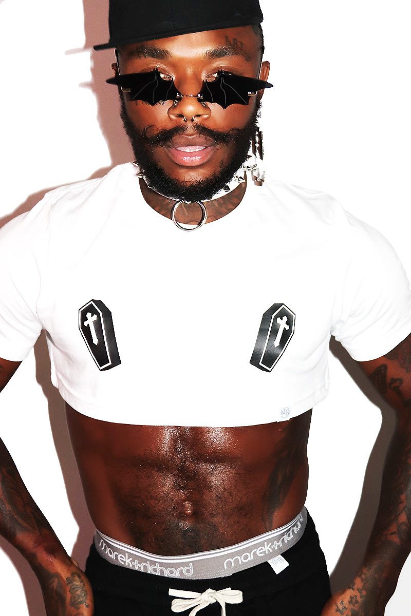 Coffin Pasties Extreme Crop Tee-White