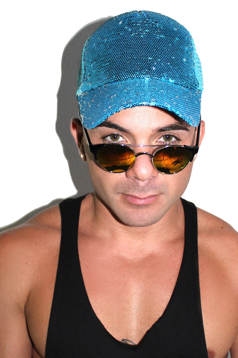 Color Changing Sequin Fish Scale Dad Hat- Blue