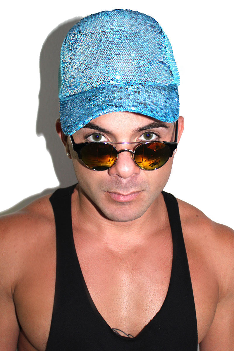 Color Changing Sequin Fish Scale Dad Hat- Blue