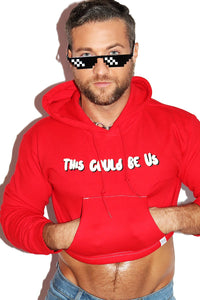 This Could Be Us Long Sleeve Crop Hoodie- Red