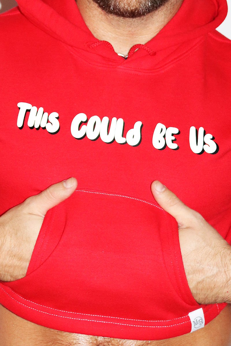 This Could Be Us Long Sleeve Crop Hoodie- Red