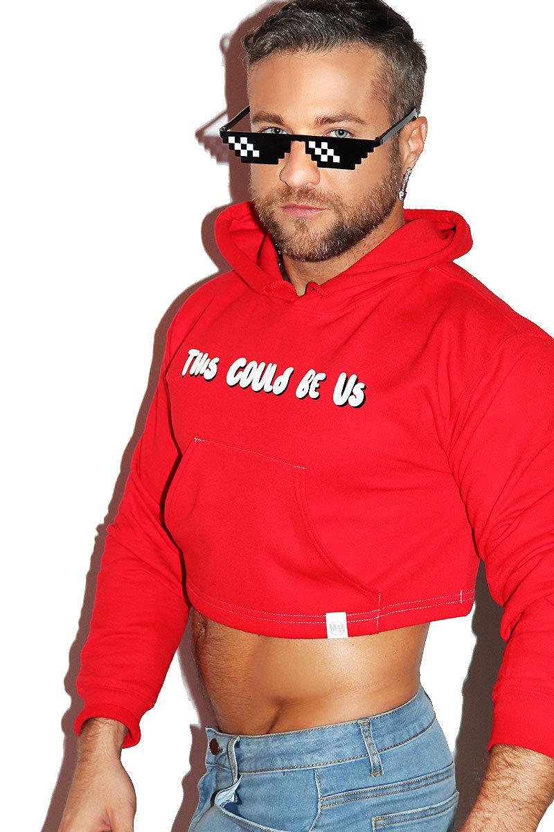 This Could Be Us Long Sleeve Crop Hoodie- Red