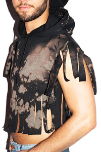 With The Band Fringe Tye Dye Hoodie-Black