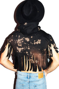 With The Band Fringe Tye Dye Hoodie-Black