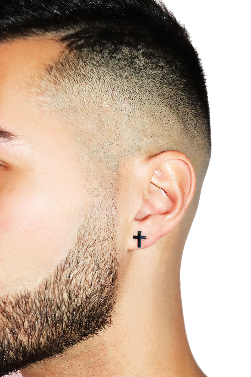 Cross Stud Earring- Black