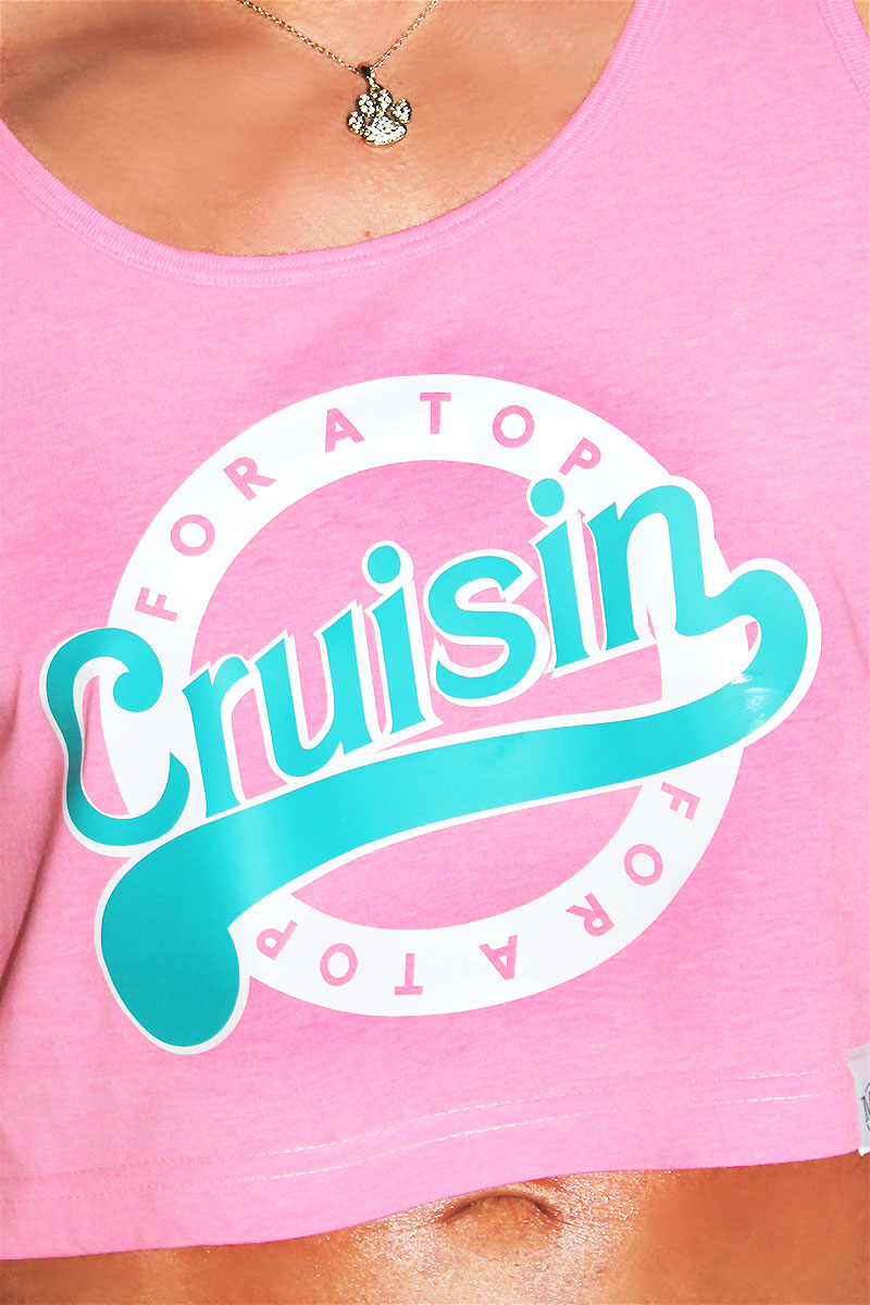 Cruisin For A Top Crop Racerback Tank-Neon Pink