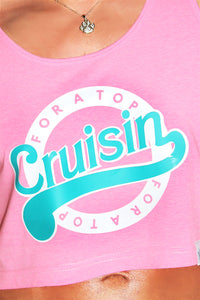 Cruisin For A Top Crop Racerback Tank-Neon Pink