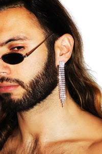 Rhinestone Dangle Single Earring - Silver