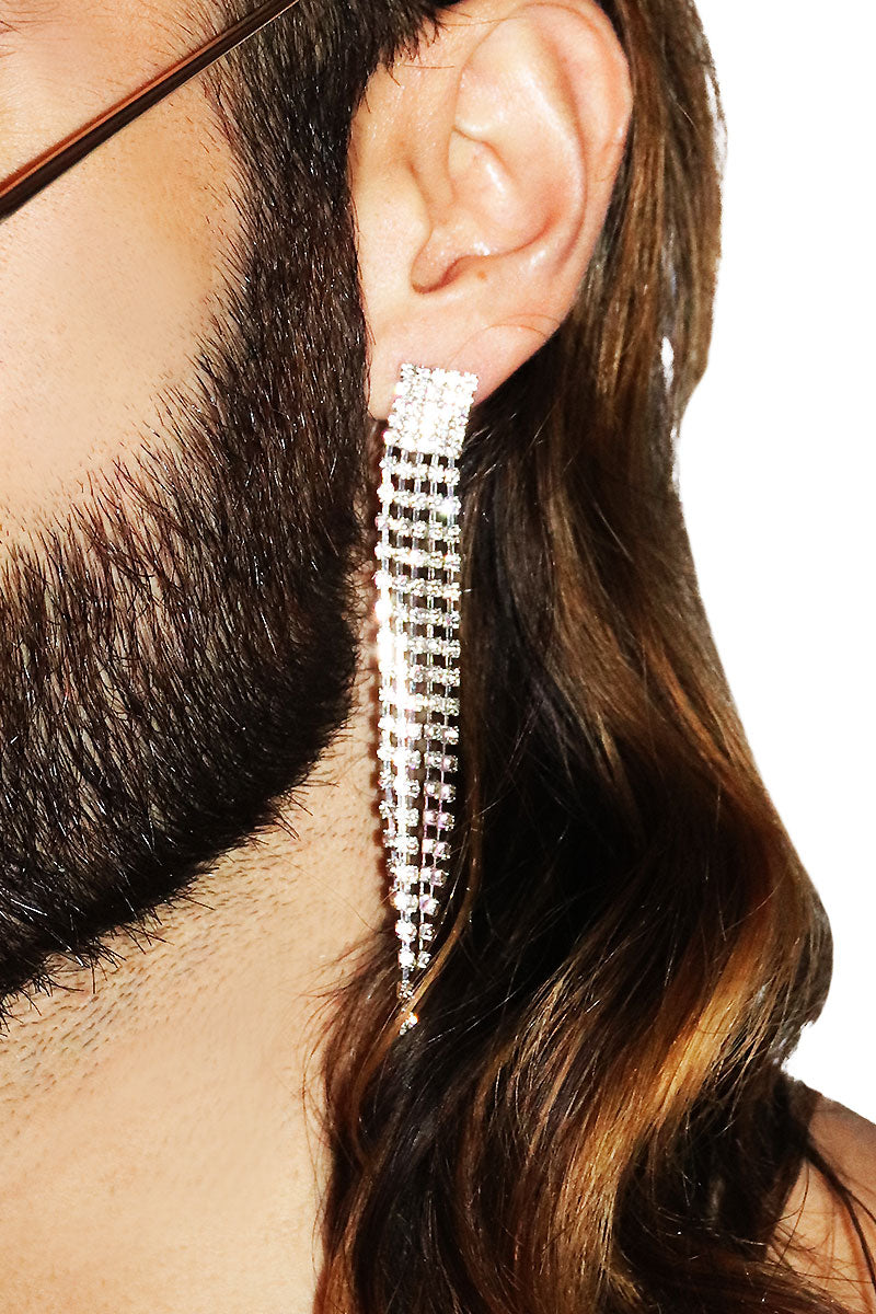 Rhinestone Dangle Single Earring - Gold