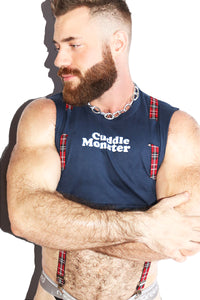Cuddle Monster Garter Extreme Crop Tank - Navy Blue