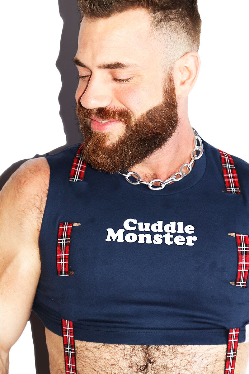 Cuddle Monster Garter Extreme Crop Tank - Navy Blue