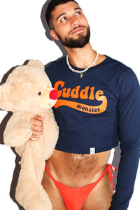 Cuddle Monster Long Sleeve Crop- Navy