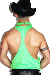 We Cum in Peace String Tank-Neon Green