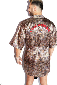 Cum Whore Animal Print Lounge Robe- Black