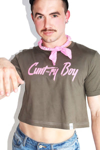 Cuntry Boy Crop Tee- Army Green