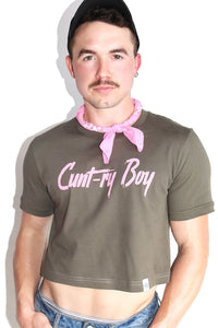 Cuntry Boy Crop Tee- Army Green