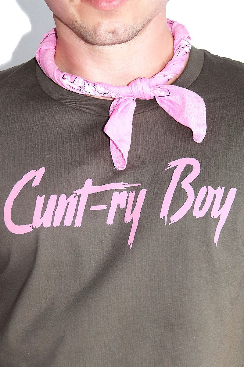 Cuntry Boy Crop Tee- Army Green