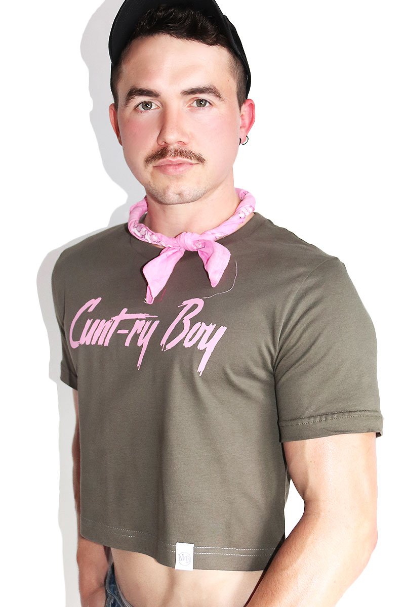 Cuntry Boy Crop Tee- Army Green