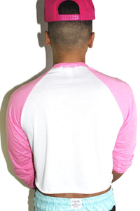 Cupcake Glitter Pasties Baseball Crop Tee-Pink