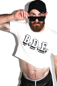 Big Dick Energy Crop Tee- White
